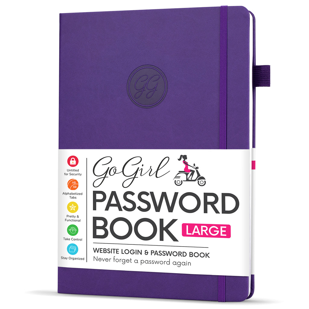 RE-FOCUS THE CREATIVE OFFICE, Small/Mini Password Book, Alphabetical Tabs,  Spiral Binding, Purple