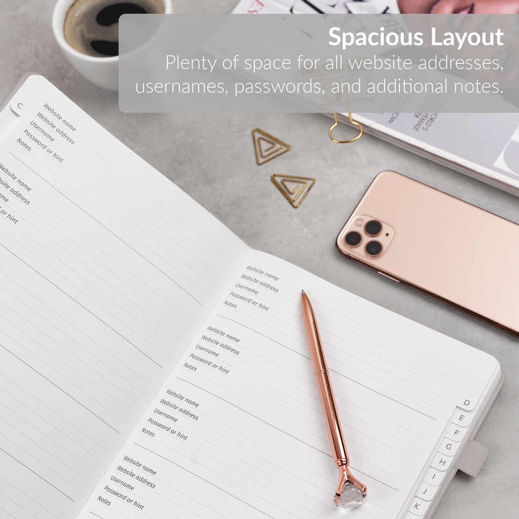 Password Logbook, Rose Gold