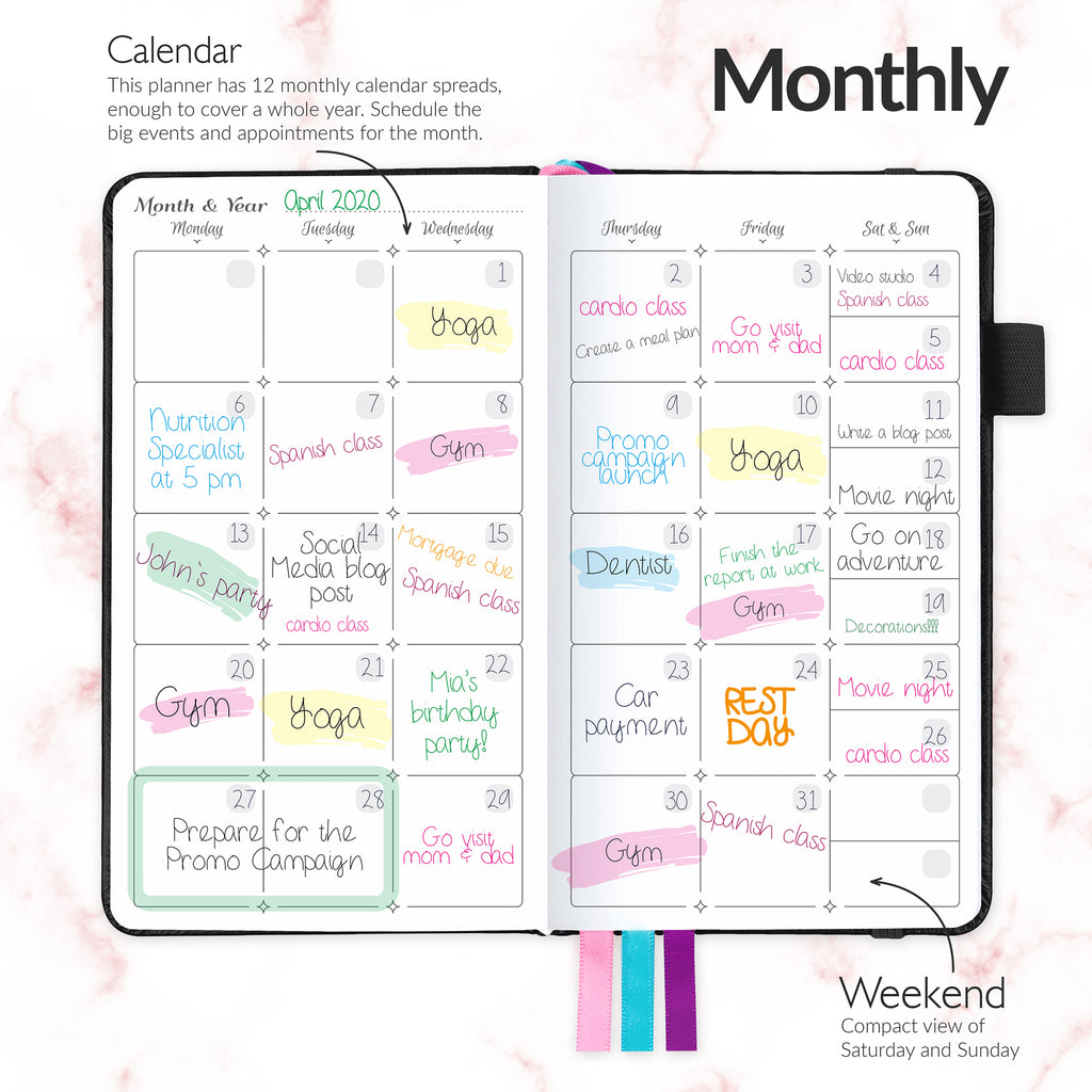 GoGirl Planner Agenda – Colorful Undated Monthly & Weekly Planner and  Organizer for Women, Goals Journal with Calendar for Improving Time  Management