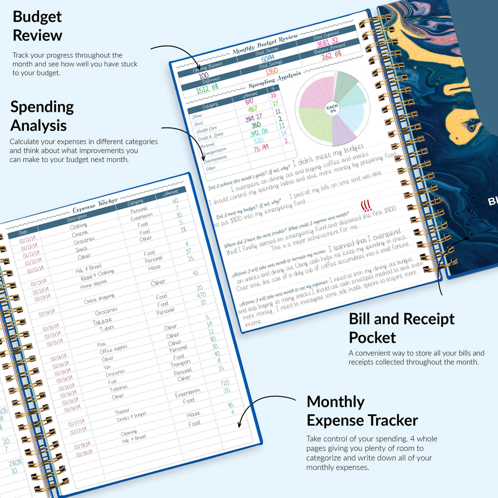  Budget Planner and Monthly Bill Organizer - Financial Planner  –12-Month Budget Organizer, Budget Book Planner - Income and Debt Tracker  Planner, Business Expense Tracker Notebook and Bill Planner : Office  Products