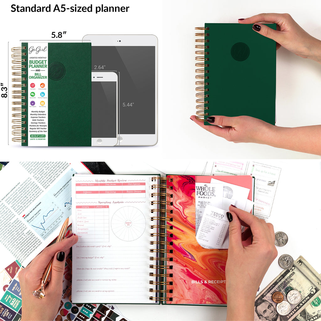 Aocii Budgetplanner, budgetbinder, A6, geldorganizer, budgetplanner met folie, financiële planner, huishoudboekje met geldvakken, omslagmethode, muntgeld-set met ringband A6 (bruin Aocii Budgetplanner, budgetbinder, A6, geldorganizer, budgetplanner met folie, financiële planner, huishoudboekje met geldvakken, omslagmethode, muntgeld-set met ringband A6 (bruin