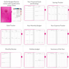 GoGirl Budget Planner & Monthly Bill Organizer - Monthly Financial Book  with Pockets. Expense Tracker Notebook Journal to Control Your Money,  Compact Spiral-Bound Hardcover, Lasts 1 Year - Seashell 